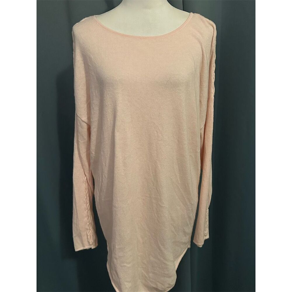 Peck & Peck Women's XL Light Pink Asymmetrical Pullover Sweater